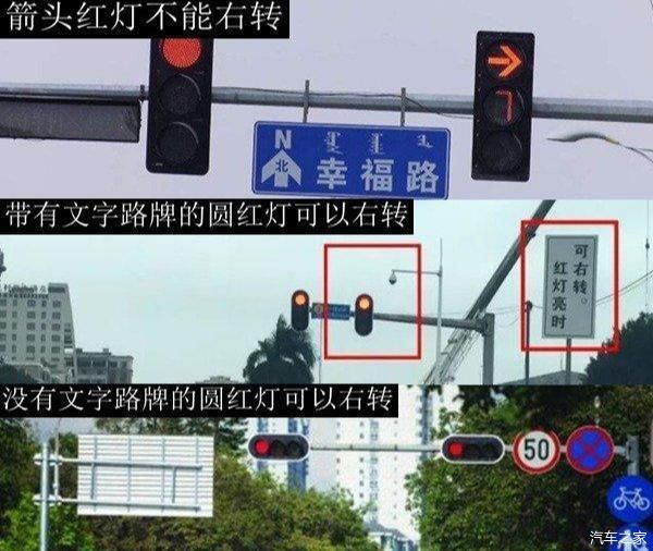 各种红绿灯走法图解3——右转 右转车道上的车,如果信号灯是红色圆形