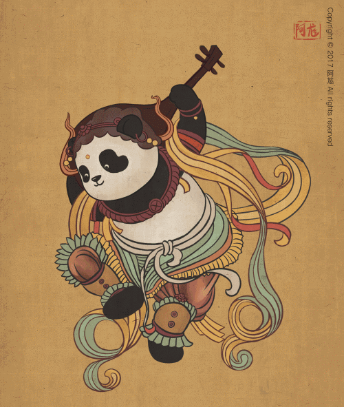 熊猫滚滚走进世界名画真是萌化我了
