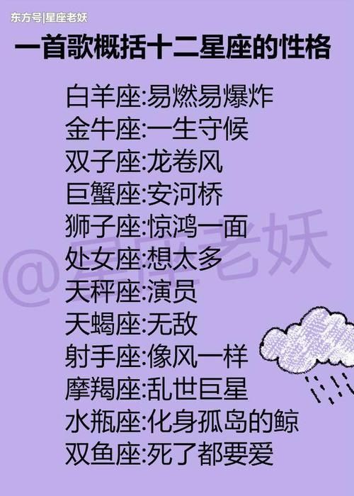 一首歌概括十二星座的性格生活
