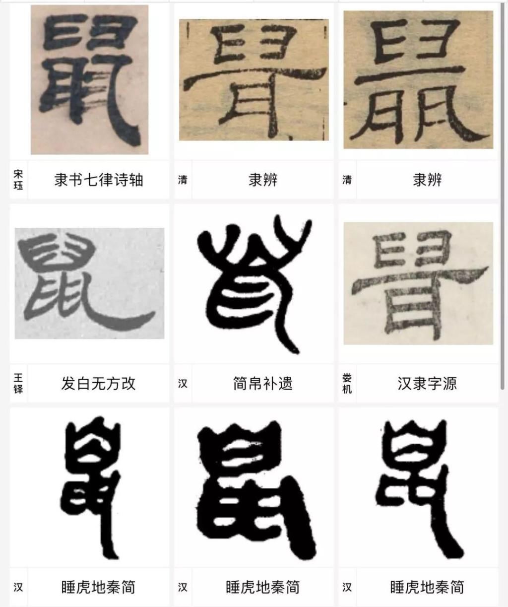 以前的鼠字怎么写