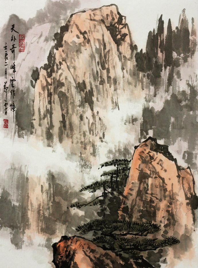 名家写意水墨山水画