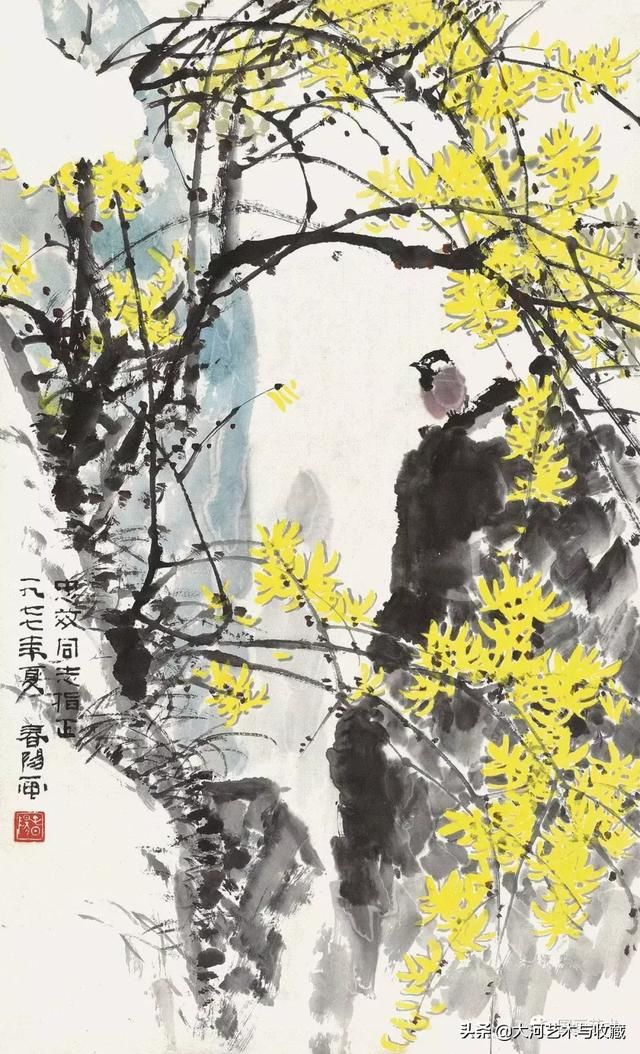 在国画中,以这两种迎春花朵为题材的作品并不是特别多,而且在写意画中