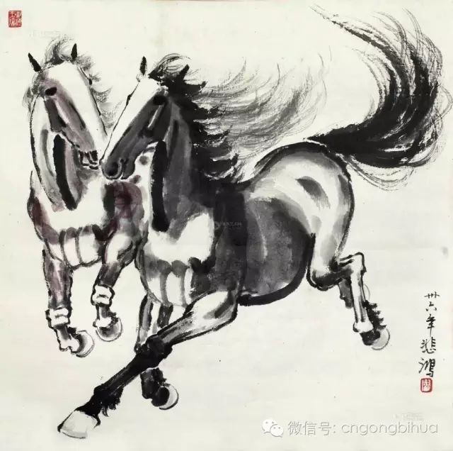 徐悲鸿绘画作品《骏马图》