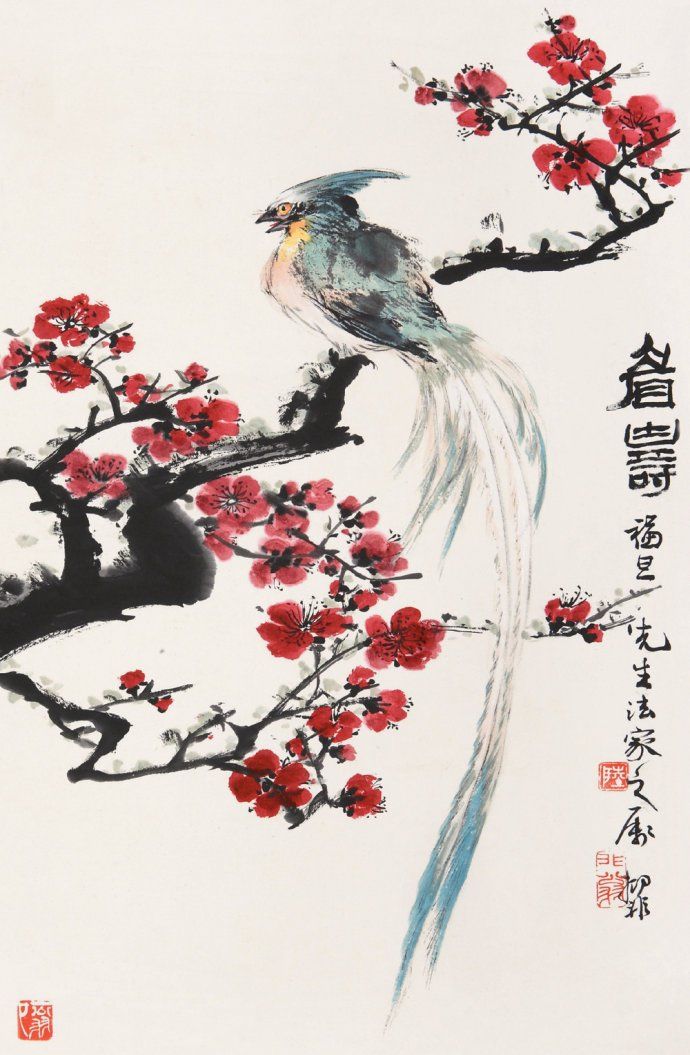 陆抑非花鸟画作品欣赏