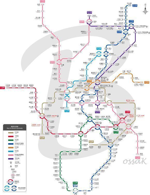 下面为国内部分城市的地铁线路图 重庆           重庆轻轨线路是
