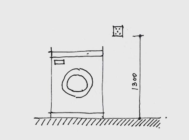 洗衣机插座距地1200mm或者低插350mm.注意低插不要安装在洗衣机后面.