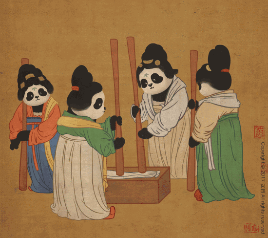 熊猫滚滚走进世界名画,真是萌化我了