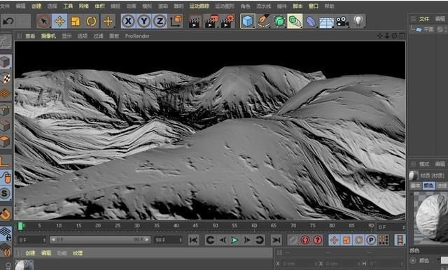 2分钟利用c4d置换贴图和法线贴图,制作白雪皑皑的连绵雪山