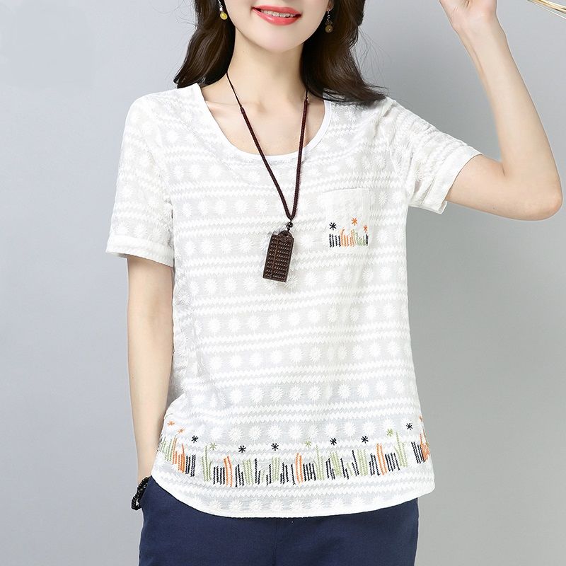 有一种清凉叫:“天然棉麻衫”配萝卜裤穿很舒适，美的独一无二