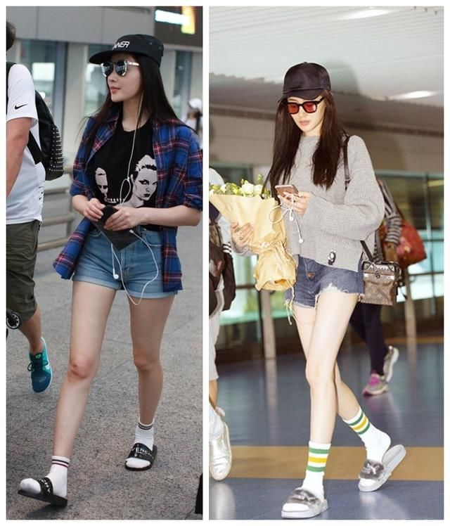 黄景瑜井柏然凉鞋+袜子是土还是时尚，不过宋茜的渔网袜才是亮点