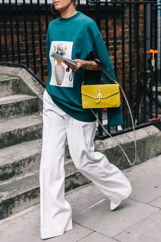 入秋后，阔腿裤的搭配也是时候升级一下了!