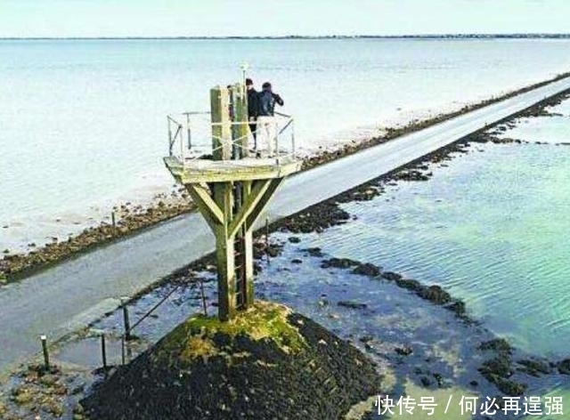 法国有条“海上公路”，汽车经常踏浪而行，一天只能通行两次