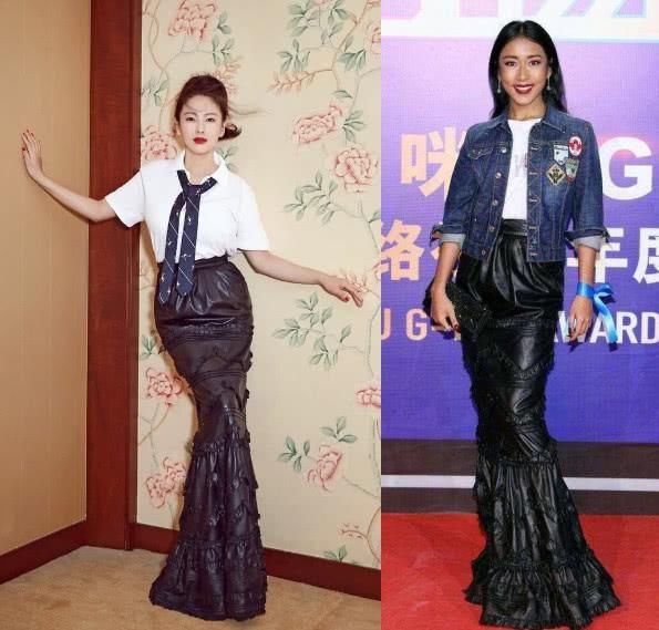 张雨绮黑色鱼尾裙，吉克隽逸的黑色鱼尾裙，网友：裙子都快撑破了