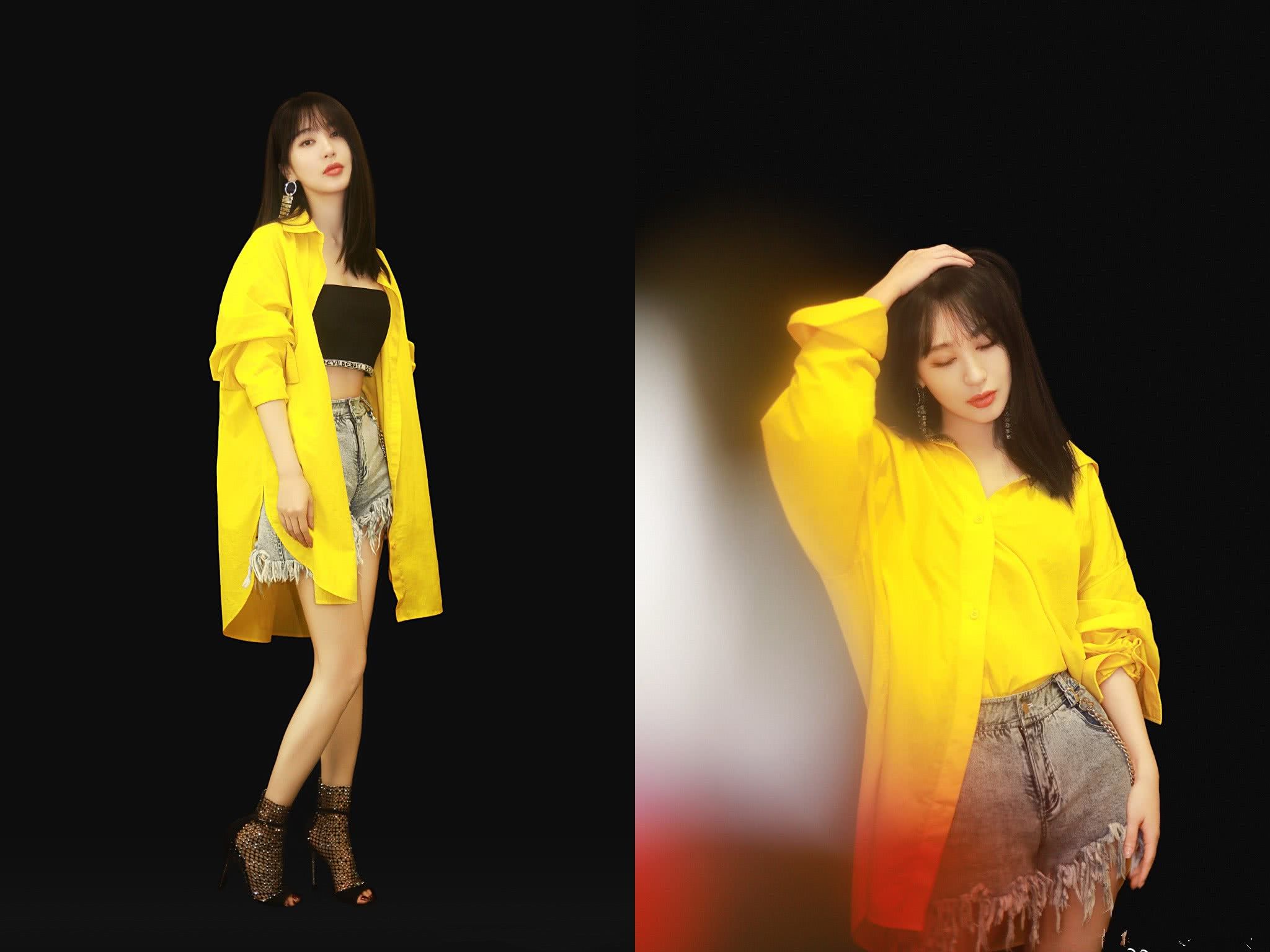 李菲儿一件裹胸和外套，敞开炫腹!网友:知道你腰细了!