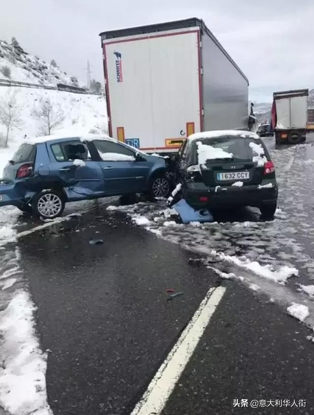 天灾！西班牙突降冰雹大雪，A1公路中断已发生重大车祸！