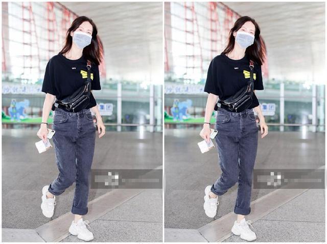 28岁金晨素颜素装像18岁,T恤背后印花成亮点,网友:邓伦没眼光