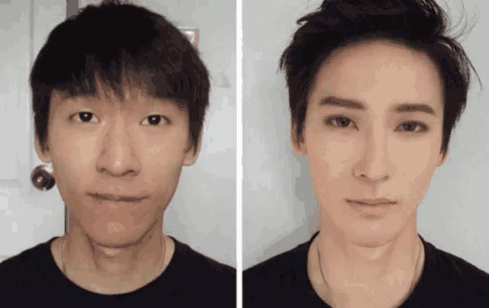 男人化妆前后对比,内心脆弱的就不要看了,女生约会请也带上卸妆水
