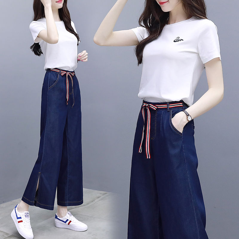 个子小腿粗的女人别穿紧身裤，试试阔腿裤套装，洋气的甩裙八条街