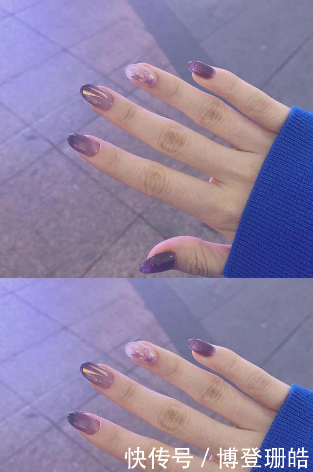 女生:手不白的女生,试试今年流行的“香芋紫美甲”,高级又显白!