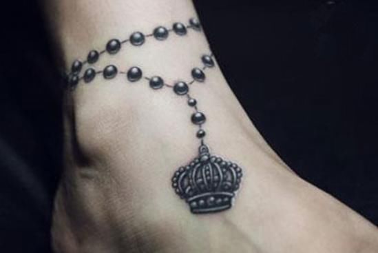 脚链纹身 融入肌肤的时髦脚链