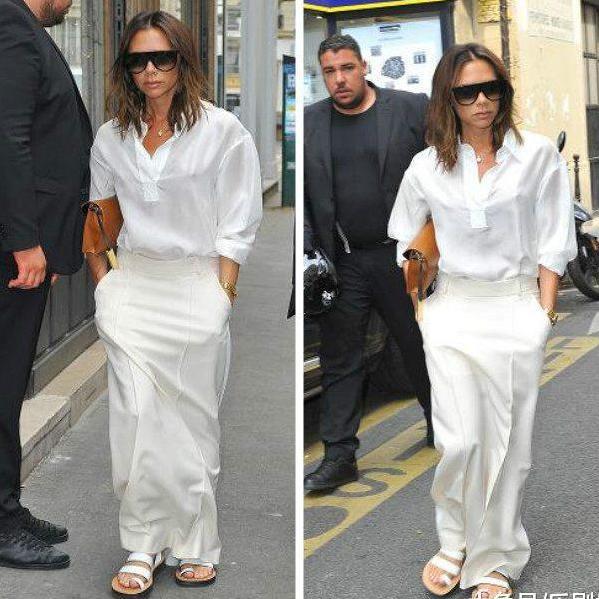 贝嫂罕见穿平底鞋出街, 衣撑着品差到全靠颜值撑着, 网友一言难尽