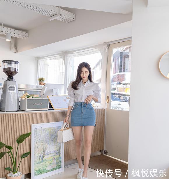 美腿:孙允珠韩式牛仔衬裙,清新可爱显美腿