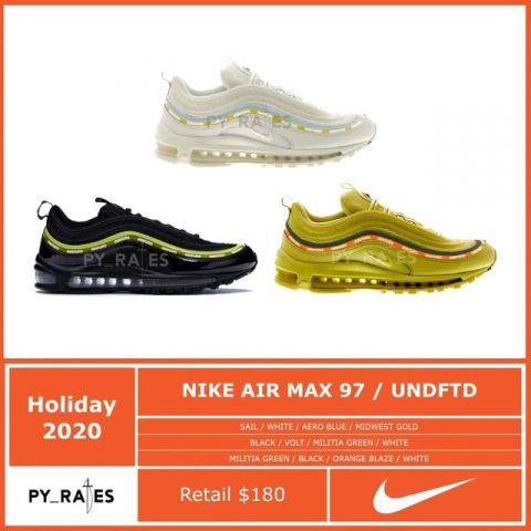  『回归』2017年爆火的UNDEFEATED x Nike AirMax97，将携三个新配色回归！