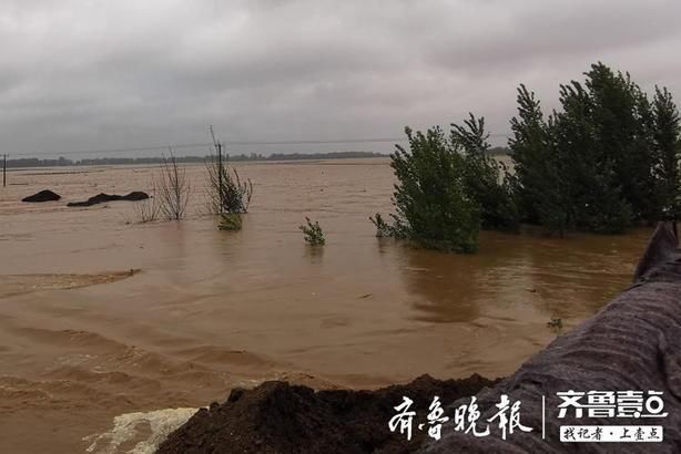 潍坊北部:滚滚洪峰抵达弥河下游寿光营里镇，防汛人员紧盯水情