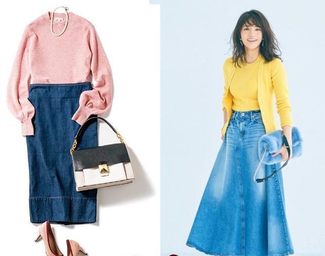  #休闲装#牛仔裙搭配什么样的上衣才好看!教你几招,这样穿时髦又减龄!