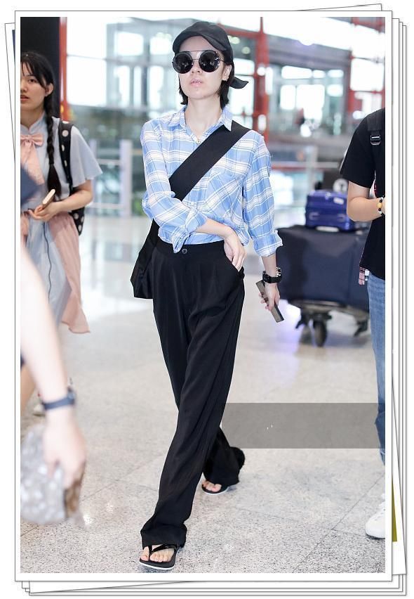 郁可唯放飞自我!穿阔腿裤配人字拖，网友:这腿真不像168的身高