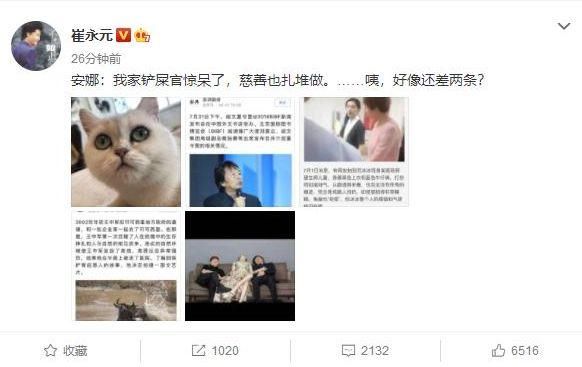 刘震云做公益，范冰冰做公益，铲屎官微博一句话回应成亮点