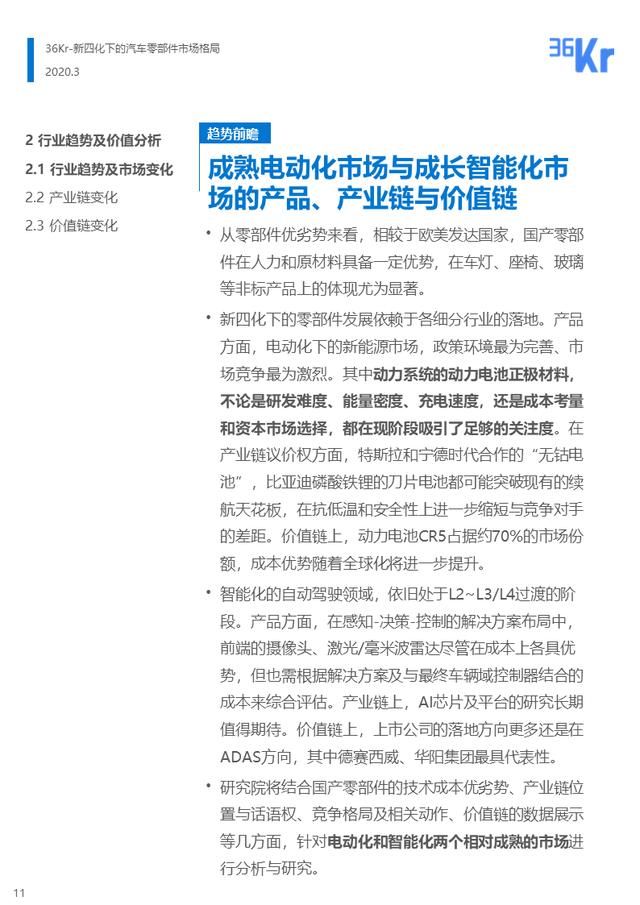  『汽车』36氪研究 | 新四化下的汽车零部件行业报告