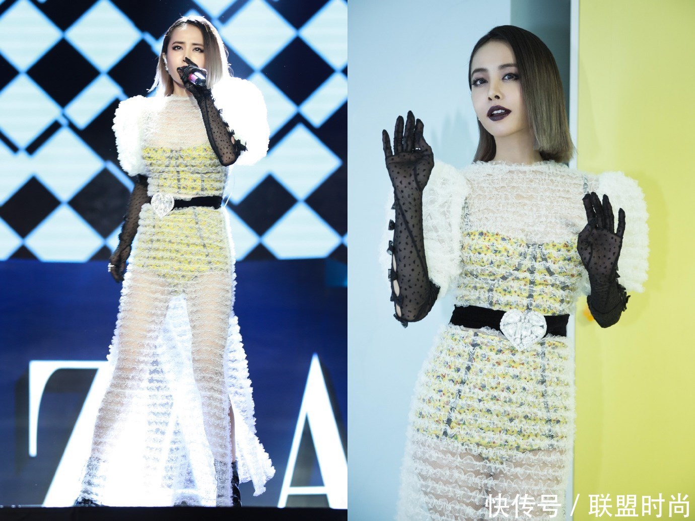 蔡依林155cm的身高，穿一字肩鱼尾裙也不丑，180的效果都出来了！