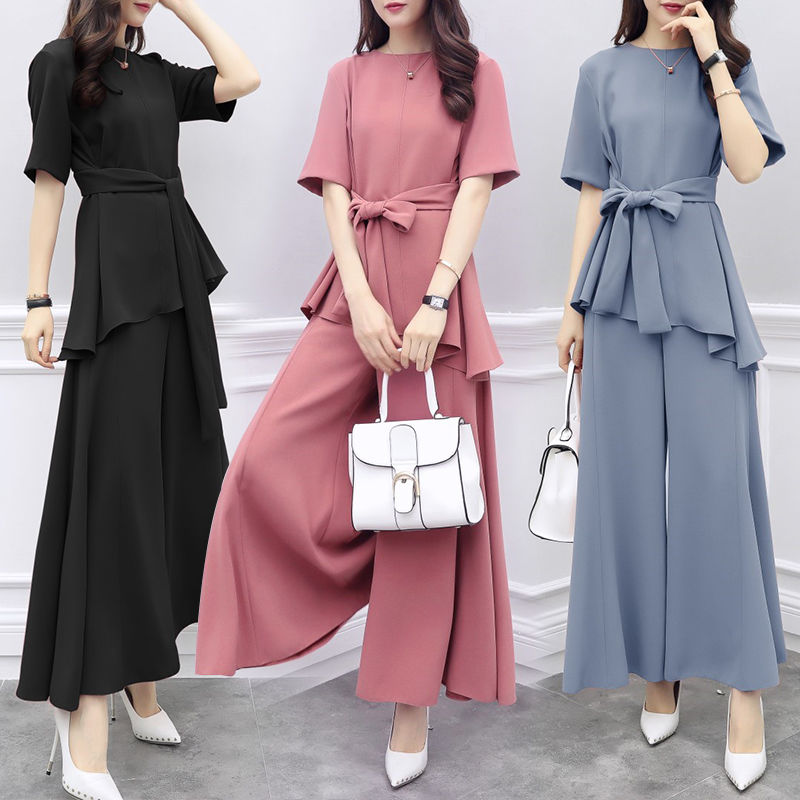 个子小腿粗的女人别穿紧身裤，试试阔腿裤套装，洋气的甩裙八条街