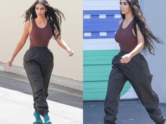 不愧是金卡戴珊，都敢穿黄色皮裙，这身材没谁了！