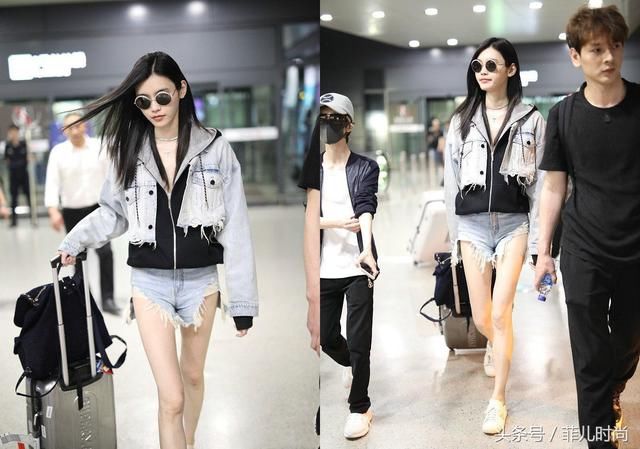 奚梦瑶太大胆了！开叉牛仔短裤穿得又短又紧，网友：看得我好尴尬