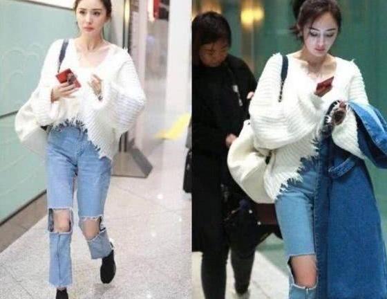 杨幂真牛！这个短的牛仔短裤也穿出门，网友：小糯米看到会怎么想
