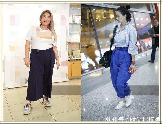 当180斤郑欣宜和110斤蒋欣同穿阔腿裤，网友：微胖真的不用减肥！
