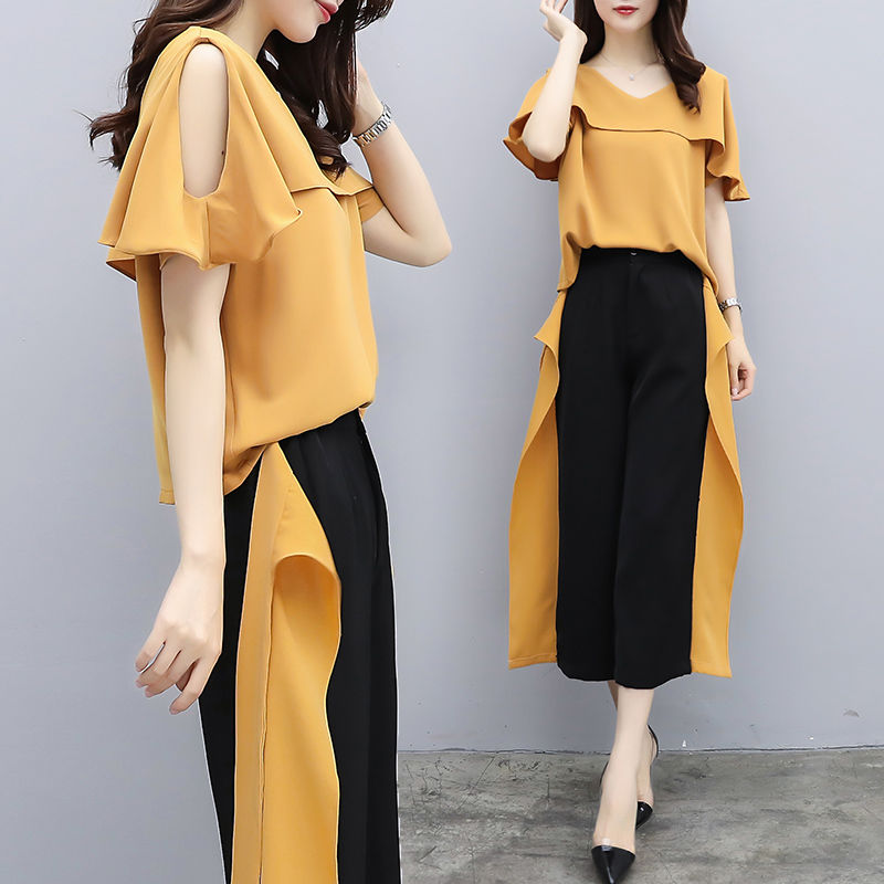 刚上架就卖疯的阔腿裤套装，比裙子方便，比短裤优雅，超美嫩