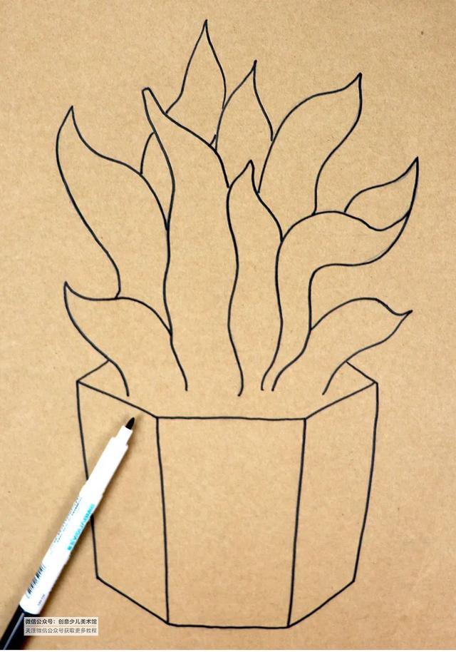  「虎皮」儿童画教程｜一盆虎皮兰