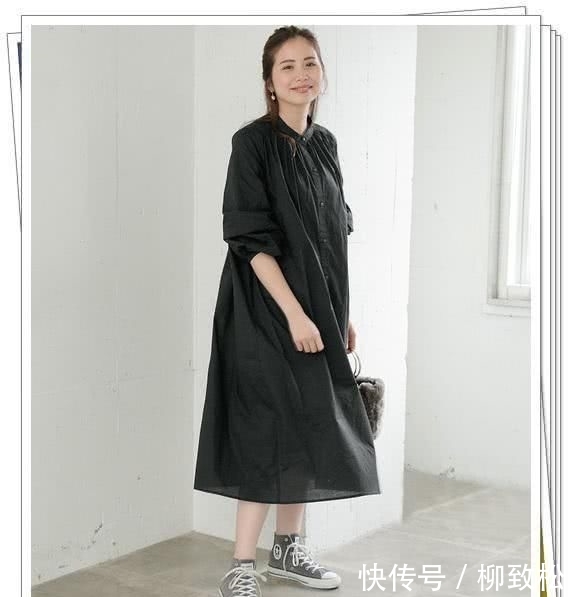 春季造型：小黑裙别乱买！黑色衬衫连衣裙才更实用，24个春季日系造型示范