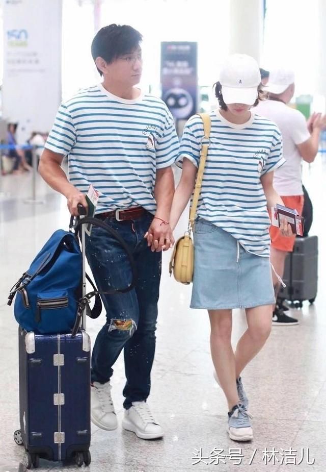 吴奇隆刘诗诗情侣装现身机场狂撒狗粮，宋茜就不能好好穿衣吗？