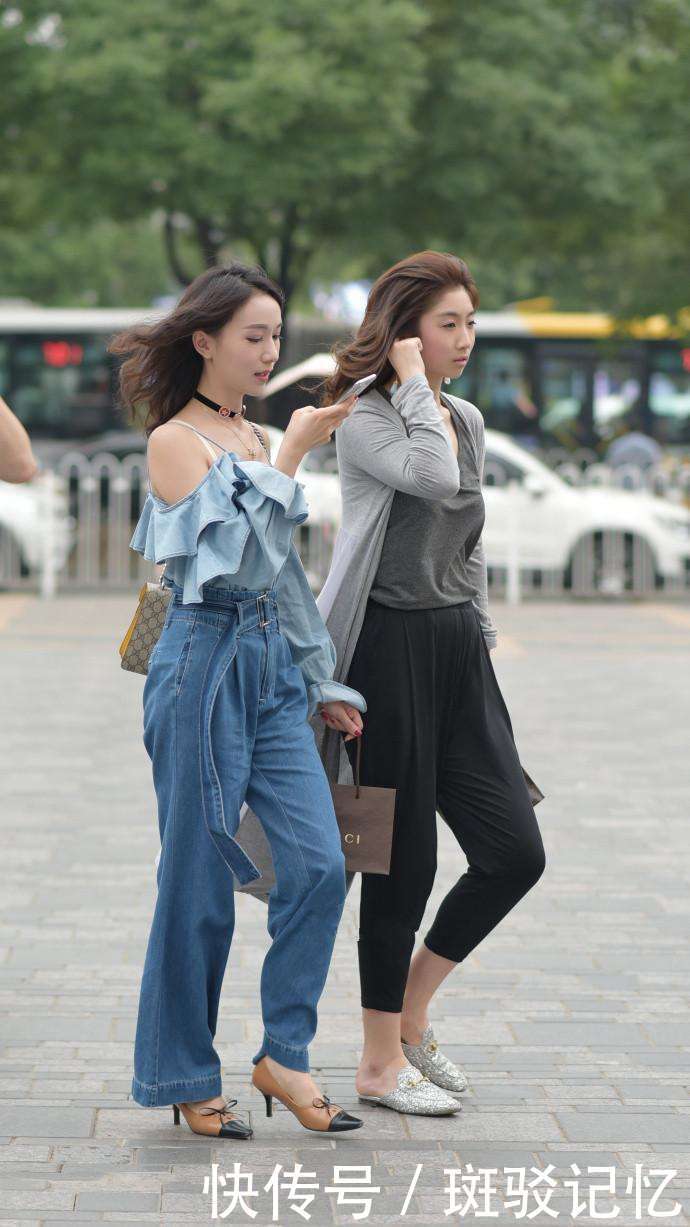 街拍：个个都是美女，图一小姐姐绿色背心配白色蛋糕裙变成花仙子