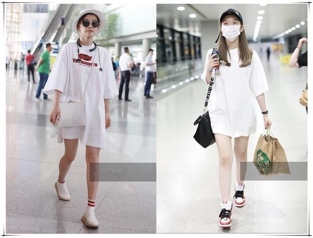 没梅婷的气质真别把T恤当裙子穿，像孟美岐一样穿成大妈就尴尬了