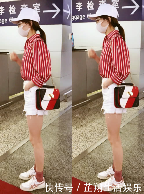 江疏影只是穿了条牛仔短裤，撩力十足迷翻人，“腿精”不是白叫的