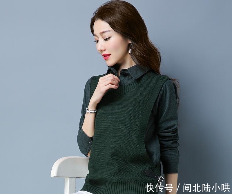  【适合】时尚：春天又火一款女装：叫假两件！特适合肩宽体胖的女人，开春穿刚好