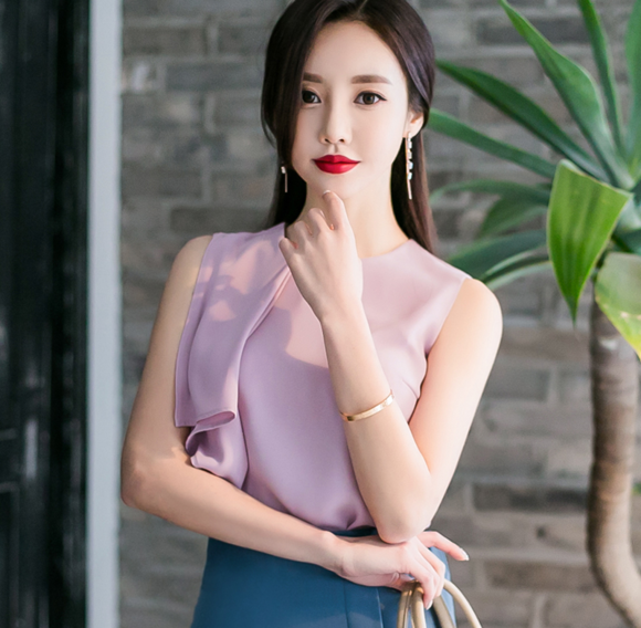 女神孙允珠，紫菱草浪漫纱纺飘带王妃衣裙