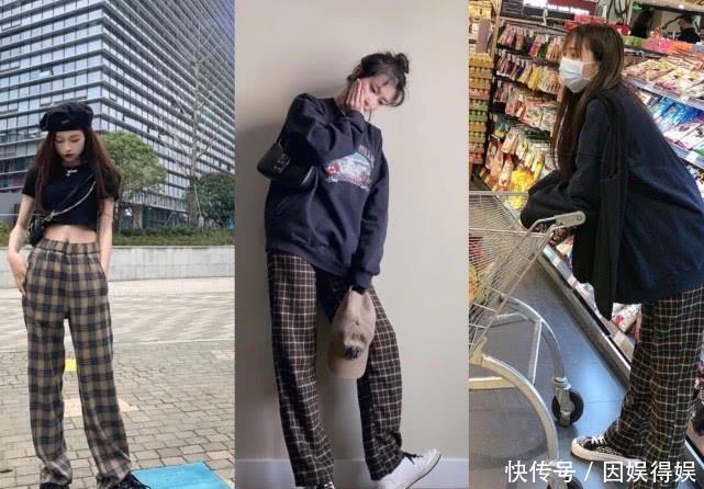  针织衫：今夏最流行的BM格纹裤，比阔腿裤显瘦，比拖地裤显腿长，赶紧买