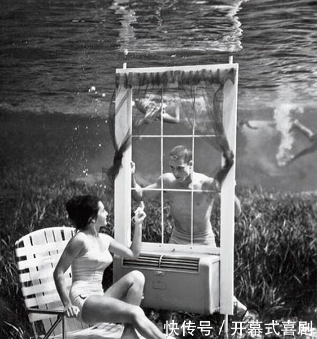 一组老照片:30年代美国摄影师的水中摄影作品旧照,水底搞烧烤?