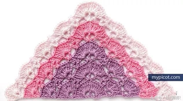 钩针编织教程图解 网红经典段染色三角形钩针披肩围巾大全 美极了